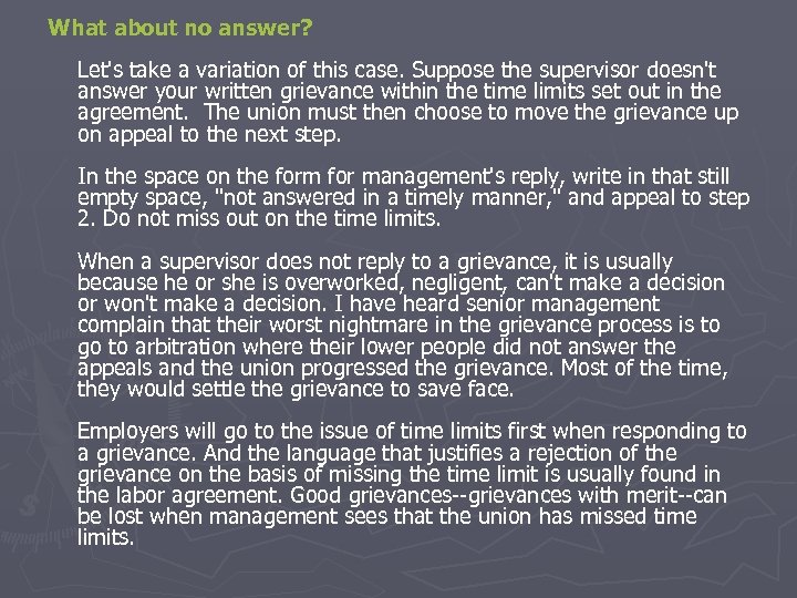 What about no answer? Let's take a variation of this case. Suppose the supervisor