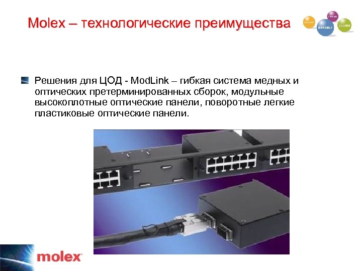 Molex – технологические преимущества Решения для ЦОД - Mod. Link – гибкая система медных