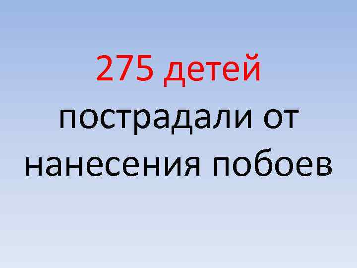 275 детей пострадали от нанесения побоев 