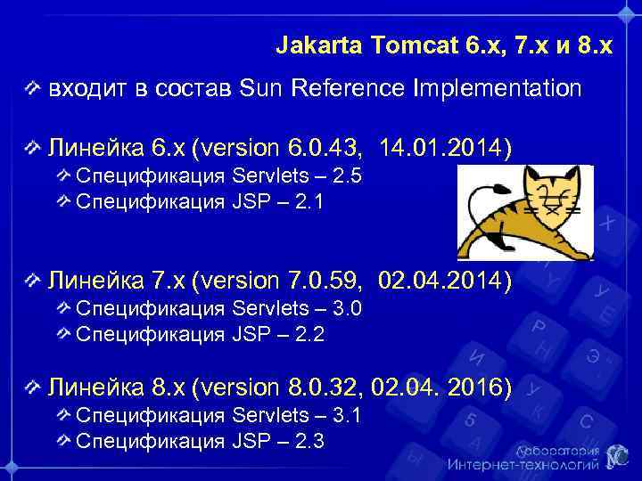 Jakarta Tomcat 6. x, 7. х и 8. х входит в состав Sun Reference