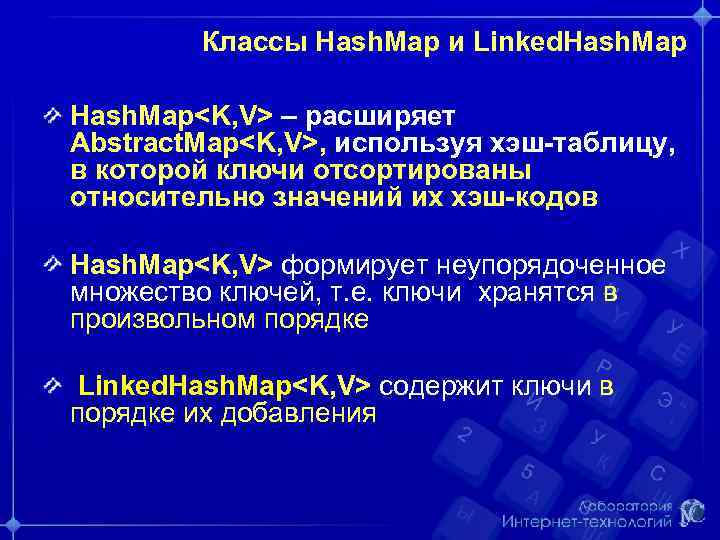 Классы Hash. Map и Linked. Hash. Map<K, V> – расширяет Abstract. Map<K, V>, используя