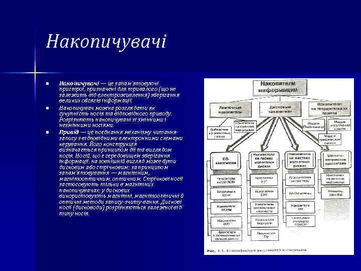 Накопичувачі n n n Накопичувачі — це запам'ятовуючі Накопичувачі пристрої, призначені для тривалого (що