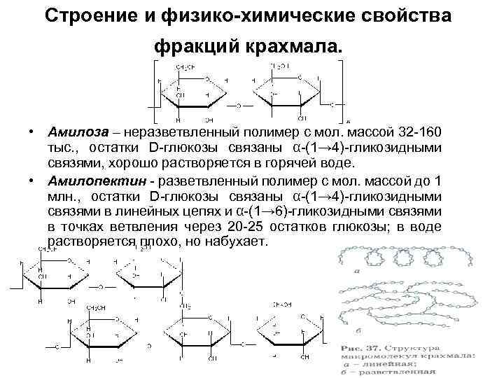 Особенности строения крахмала. Строение полимера крахмала. Химические свойства крахмала амилоза. Строение фракций крахмала. Реакция амилопектина с йодом.