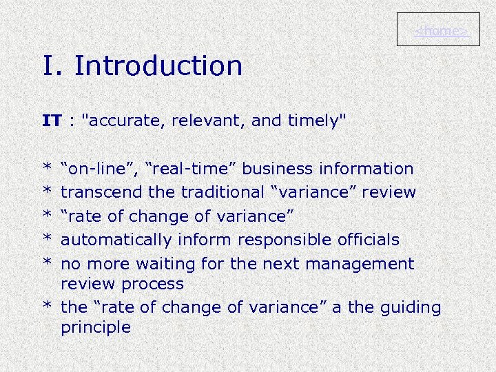 <home> I. Introduction IT : 