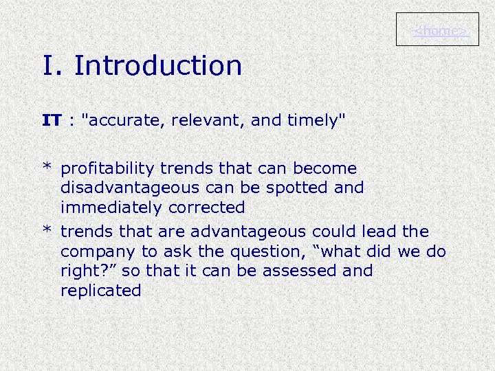 <home> I. Introduction IT : 