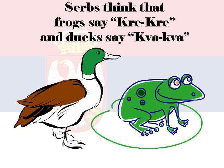Serbs think that frogs say “Kre-Kre” and ducks say “Kva-kva” 