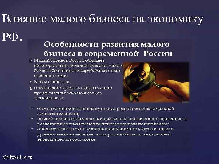 Влияние малого бизнеса на экономику РФ. Multonline. ru 