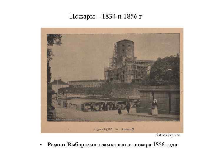 Пожары – 1834 и 1856 г • Ремонт Выборгского замка после пожара 1856 года