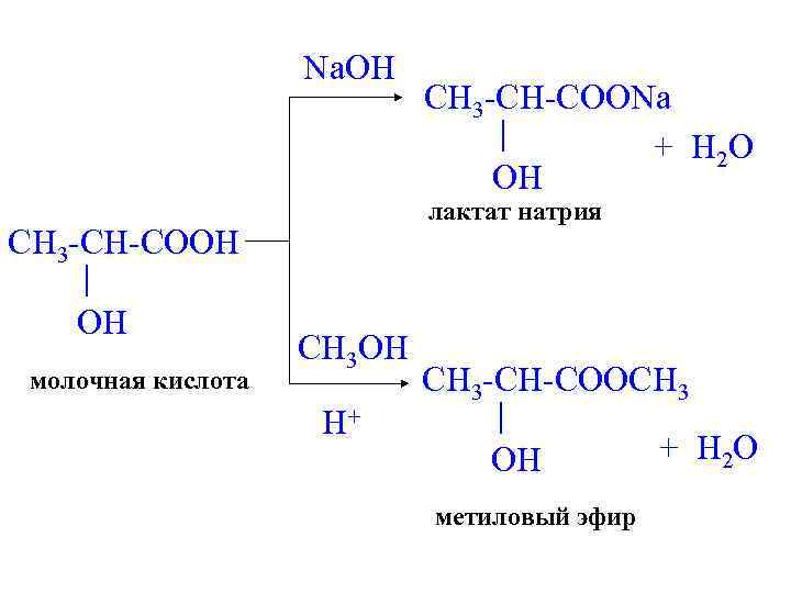 Na. OH лактат натрия CH 3 -CH-COOH OH молочная кислота CH 3 -CH-COONa +