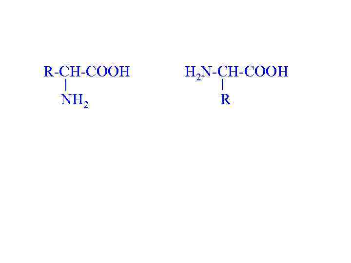 R-CH-COOH NH 2 H 2 N-CH-COOH R 