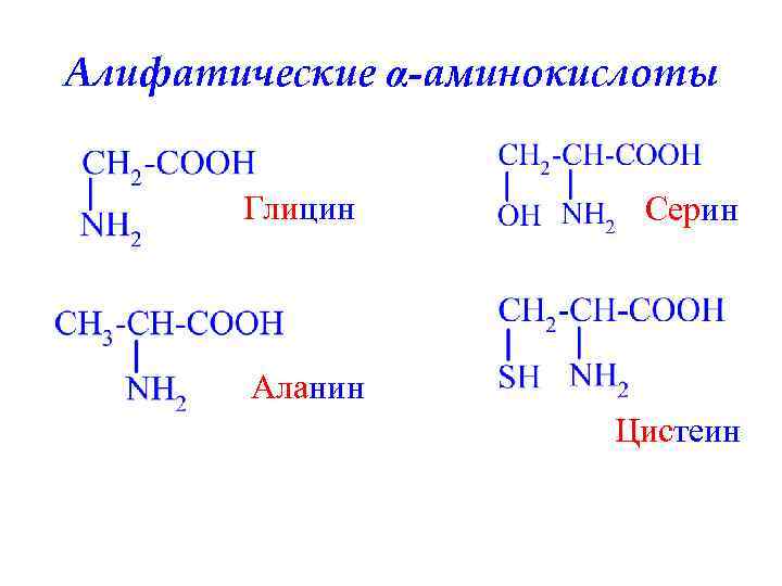 Алифатические α-аминокислоты Глицин Серин Аланин Цистеин 