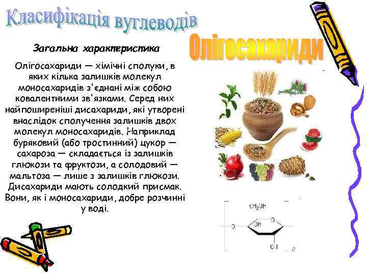 Загальна характеристика Олігосахариди — хімічні сполуки, в яких кілька залишків молекул моносахаридів з'єднані між