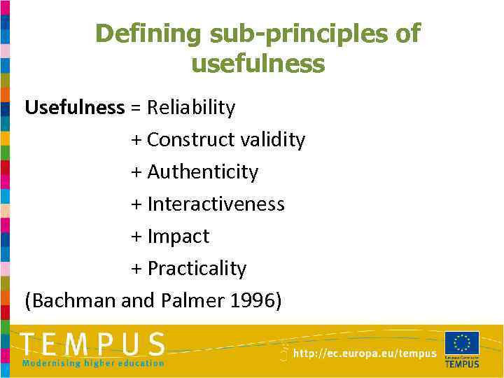 Defining sub-principles of usefulness Usefulness = Reliability + Construct validity + Authenticity + Interactiveness