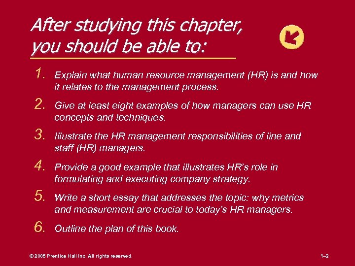 After studying this chapter, you should be able to: 1. Explain what human resource