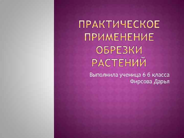 Выполнила ученица 6 б класса Фирсова Дарья 