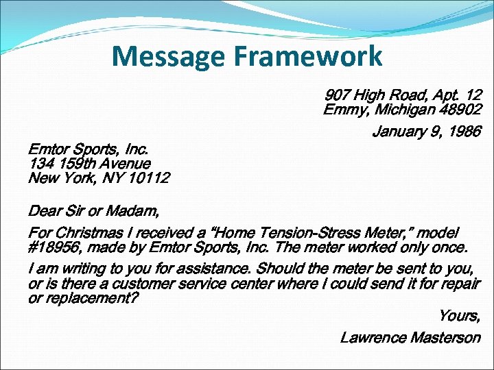 Message Framework Emtor Sports, Inc. 134 159 th Avenue New York, NY 10112 907