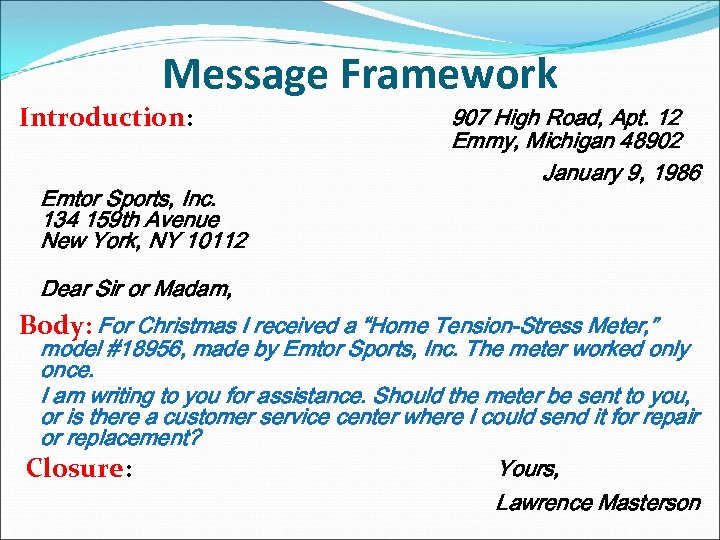 Message Framework Introduction: Emtor Sports, Inc. 134 159 th Avenue New York, NY 10112