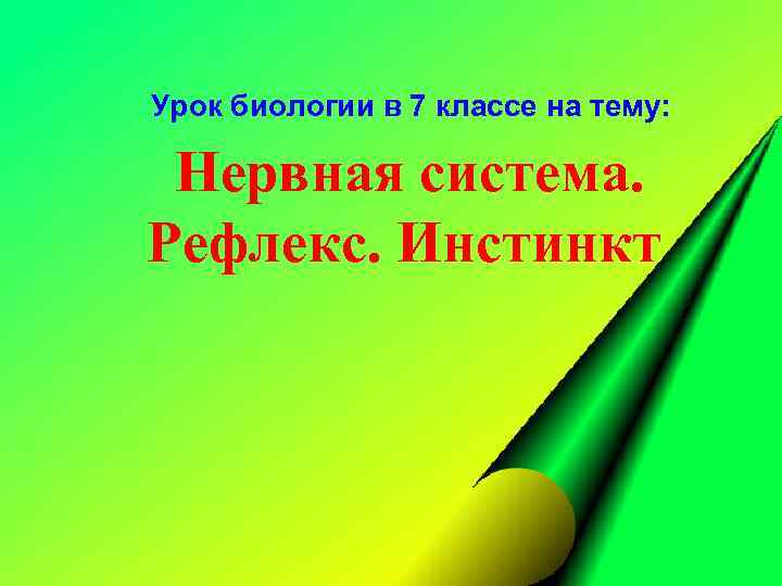 Урок биологии в 7 классе на тему: Нервная система. Рефлекс. Инстинкт 