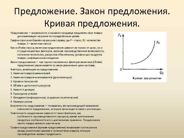 Нарисуйте кривую предложения