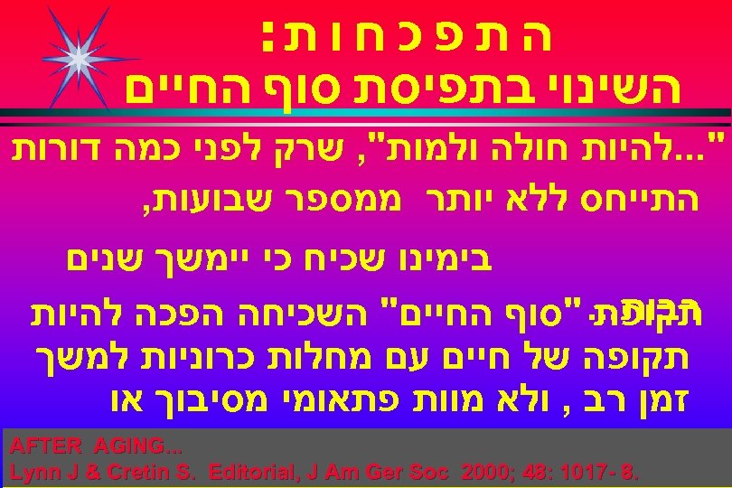  התפכחות: השינוי בתפיסת סוף החיים ". . . להיות חולה ולמות", שרק לפני