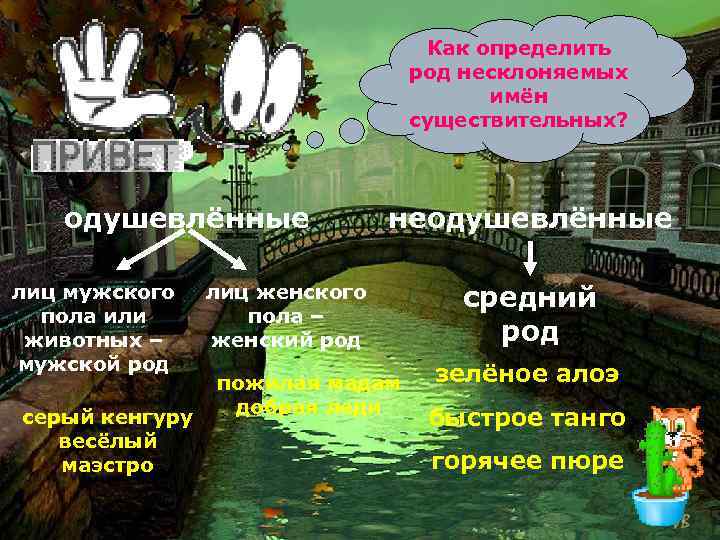 Как определить род несклоняемых имён существительных? одушевлённые лиц мужского пола или животных – мужской