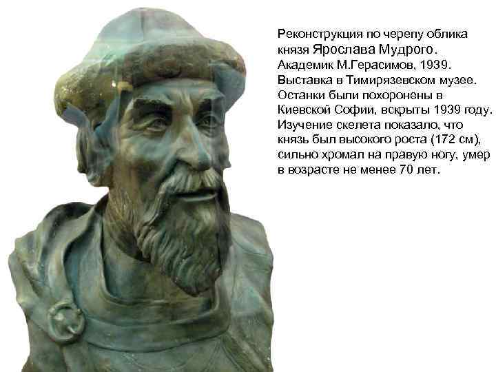 Реконструкция по черепу облика князя Ярослава Мудрого. Академик М. Герасимов, 1939. Выставка в Тимирязевском
