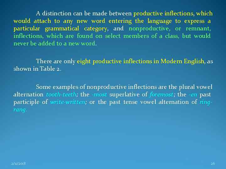 A distinction can be made between productive inflections, which would attach to any new