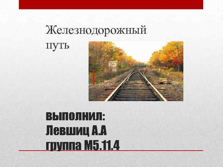 Железнодорожный путь выполнил: Левшиц А. А группа М 5. 11. 4 