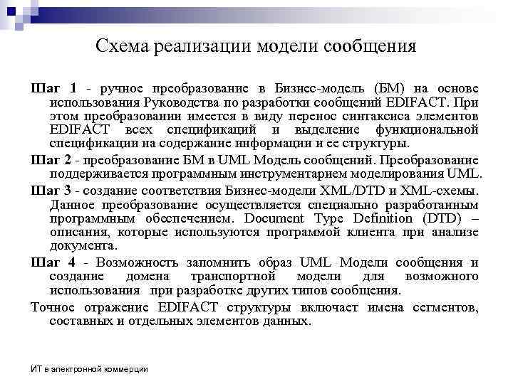 Cхема реализации модели сообщения Шаг 1 - ручное преобразование в Бизнес-модель (БМ) на основе