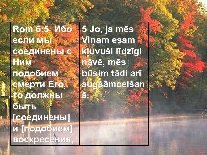 Rom 6: 5 Ибо если мы соединены с Ним подобием смерти Его, то должны