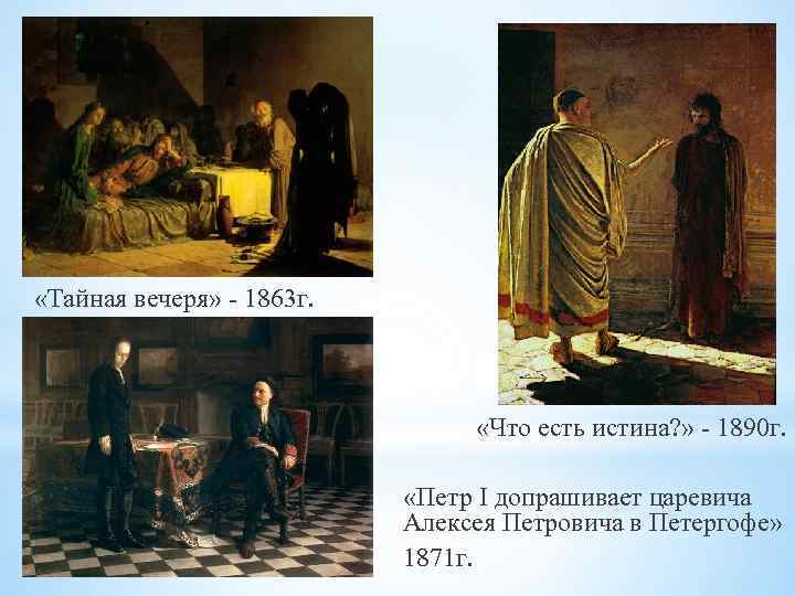  «Тайная вечеря» - 1863 г. «Что есть истина? » - 1890 г. «Петр