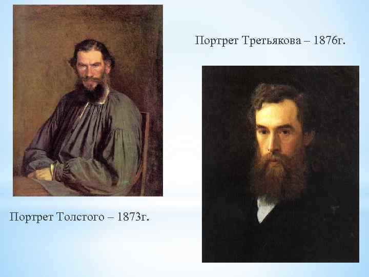 Портрет Третьякова – 1876 г. Портрет Толстого – 1873 г. 