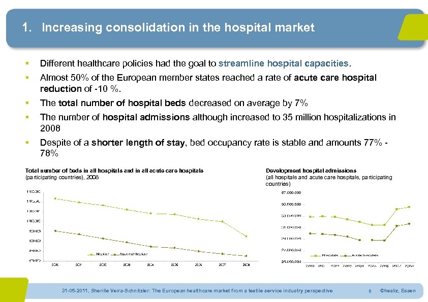 1. Increasing consolidation in the hospital market § Different healthcare policies had the goal