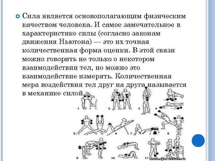  Сила является основополагающим физическим качеством человека. И самое замечательное в характеристике силы (согласно