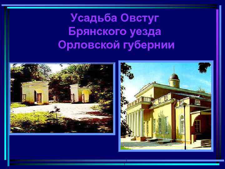Усадьба Овстуг Брянского уезда Орловской губернии 