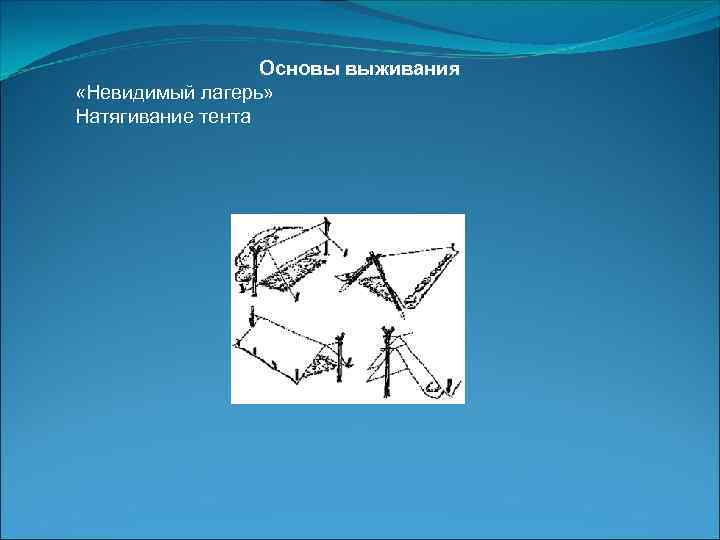 Основы выживания «Невидимый лагерь» Натягивание тента 