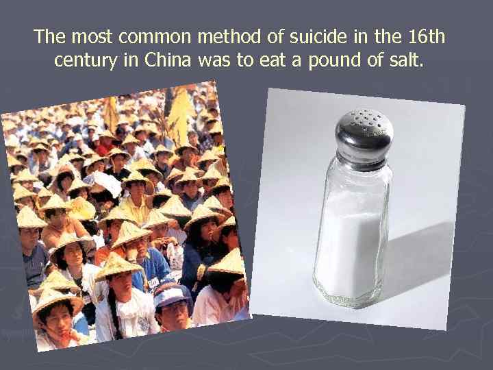 The most common method of suicide in the 16 th century in China was