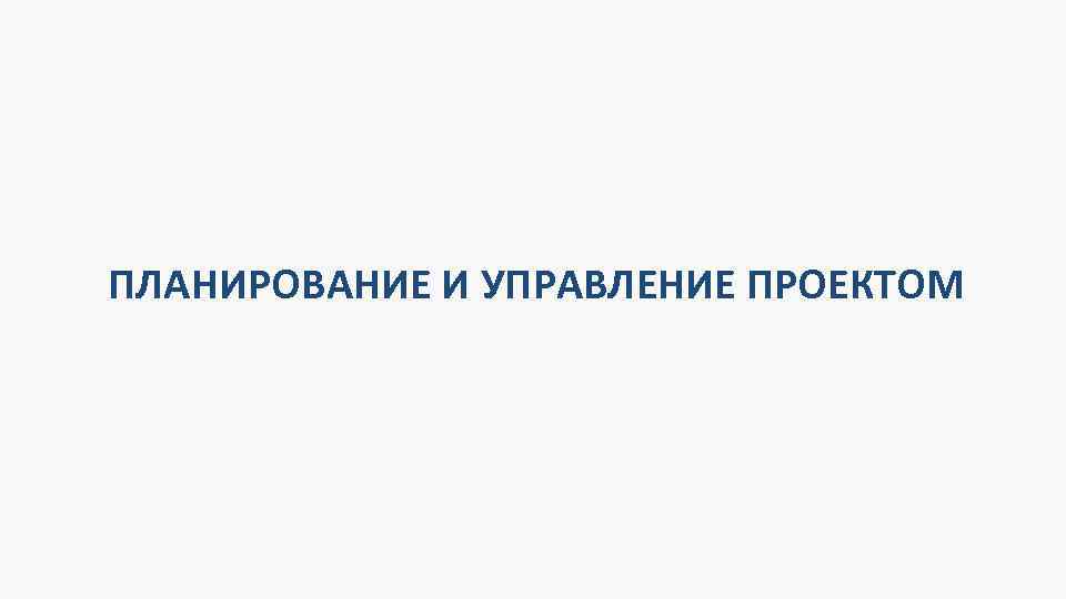 ПЛАНИРОВАНИЕ И УПРАВЛЕНИЕ ПРОЕКТОМ 