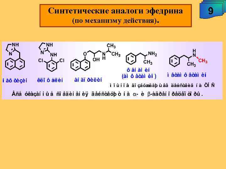 Синтетические аналоги эфедрина (по механизму действия). 9 