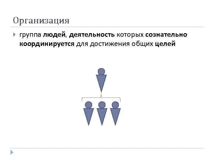 Организация группа людей, деятельность которых сознательно координируется для достижения общих целей 