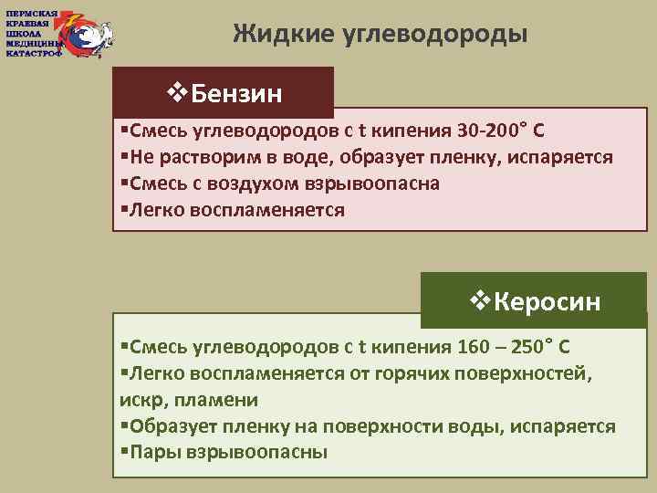 Жидкие углеводороды v. Бензин §Смесь углеводородов с t кипения 30 -200° С §Не растворим