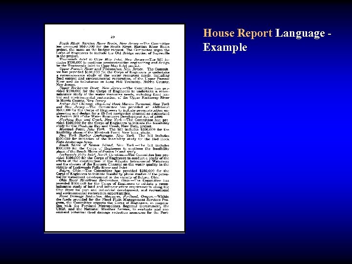 House Report Language Example 