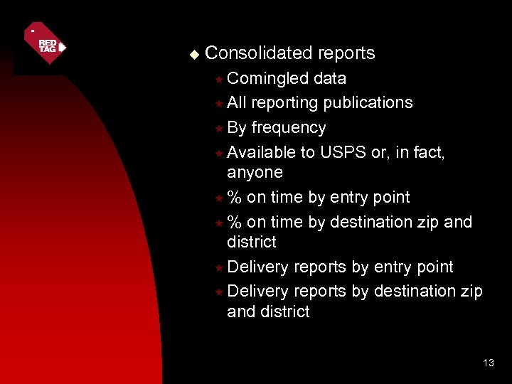 u Consolidated reports « Comingled data « All reporting publications « By frequency «