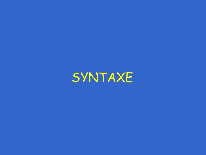 SYNTAXE 