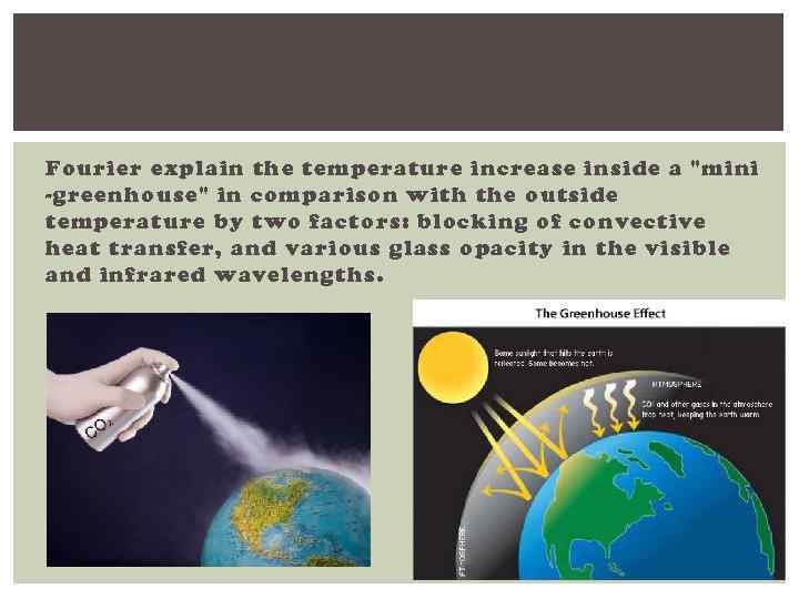 Fourier explain the temperature increase inside a "mini -greenhouse" in comparison with the outside