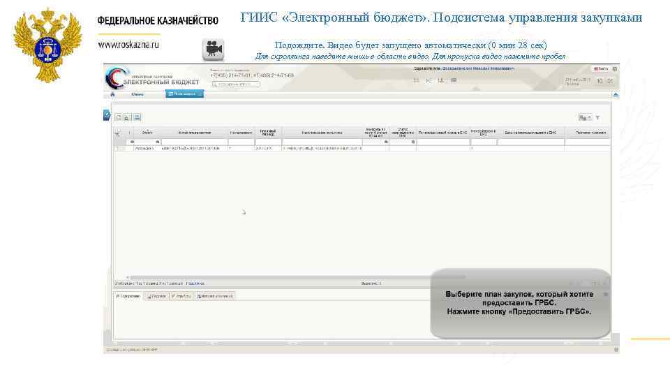 ГИИС «Электронный бюджет» . Подсистема управления закупками Подождите. Видео будет запущено автоматически (0 мин