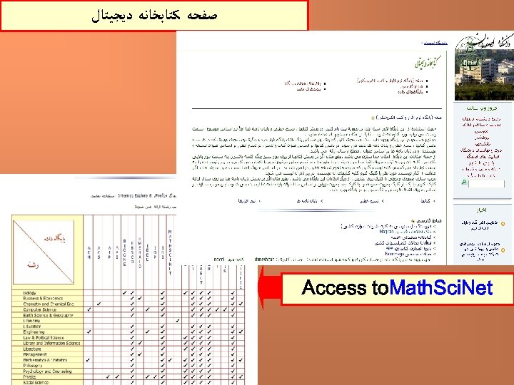  ﺻﻔﺤﻪ ﻛﺘﺎﺑﺨﺎﻧﻪ ﺩﻳﺠﻴﺘﺎﻝ Access to. Math. Sci. Net 
