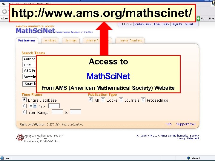 http: //www. ams. org/mathscinet/ Access to Math. Sci. Net from AMS (American Mathematical Society)