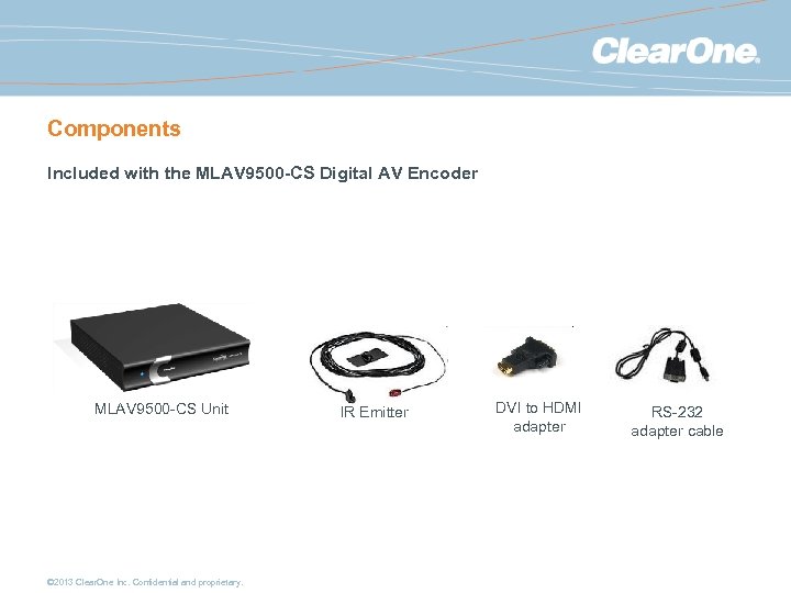 Components Included with the MLAV 9500 -CS Digital AV Encoder MLAV 9500 -CS Unit