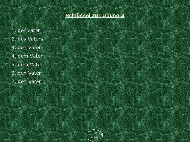 Schlüssel zur Übung 3 1. der Vater 2. des Vaters 3. den Vater 4.